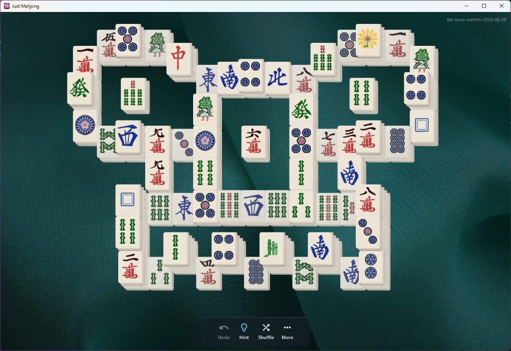Just Mahjong — Classic Turtle layout on a tablet