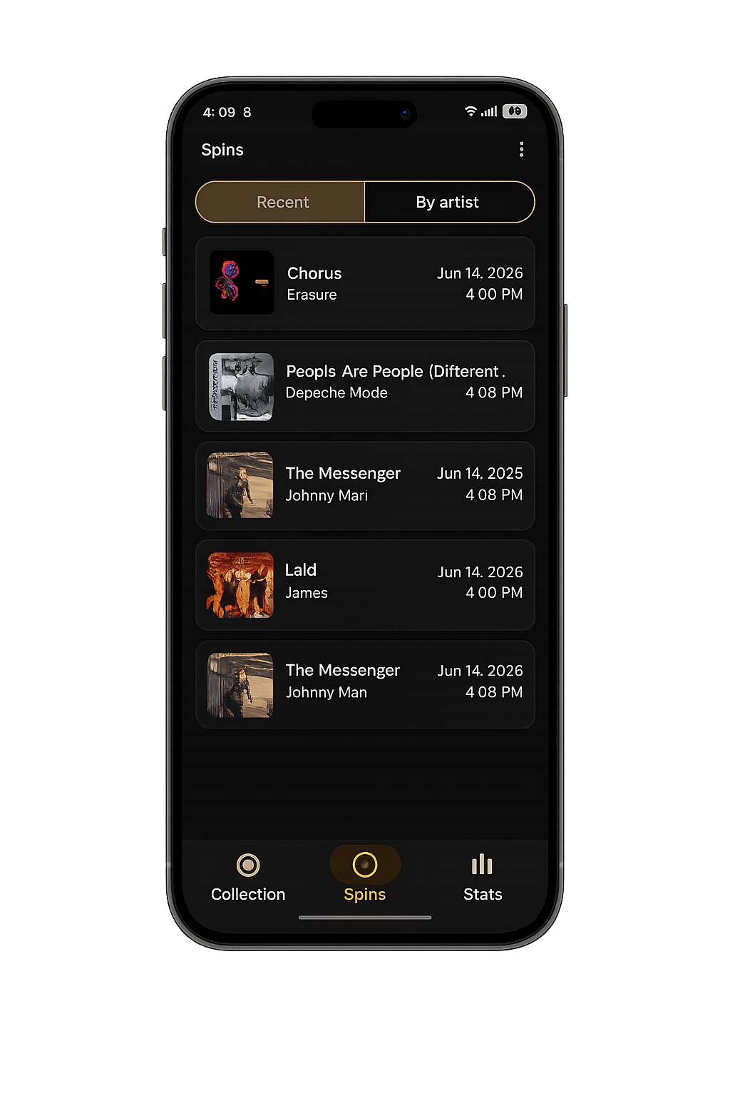 SpinRoom play logging screen — log a spin from album detail